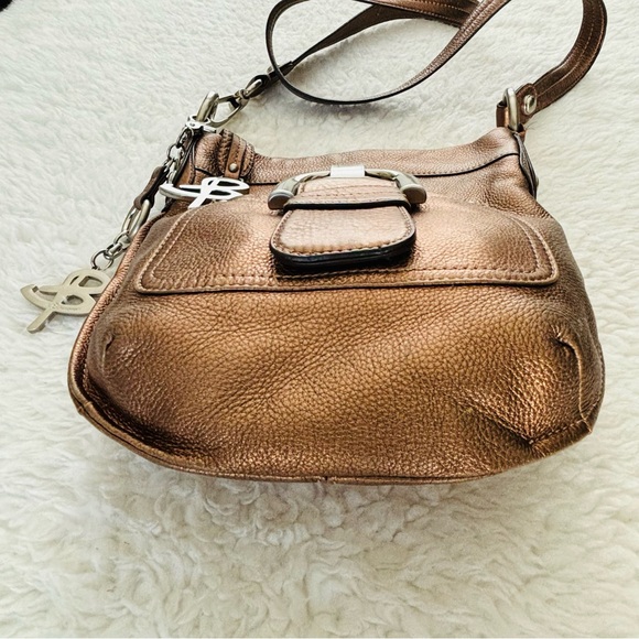 B. Makowsky Metallic Brown Genuine Leather Small Shoulder/Crossbody Bag 10”x9” - Picture 12 of 16